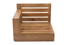 Pacific Teak Outdoor Left Arm Chair. Sunbrella Cushion