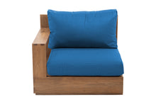 Pacific Teak Outdoor Left Arm Chair. Sunbrella Cushion