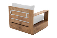 Pacific Teak Outdoor Left Arm Chair. Sunbrella Cushion