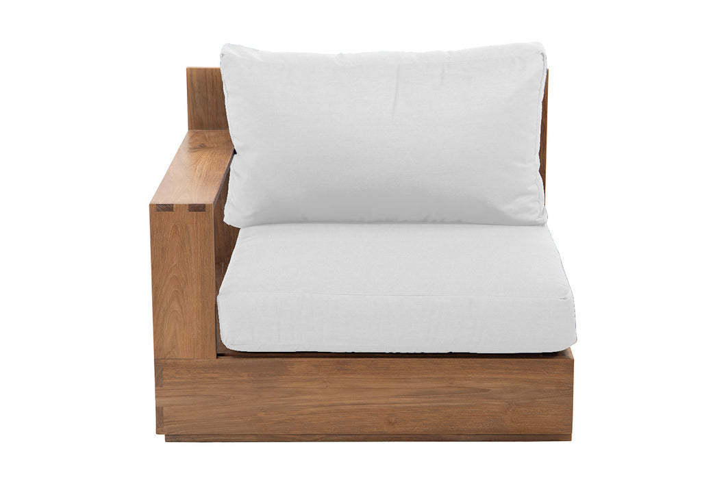 Pacific Teak Outdoor Left Arm Chair. Sunbrella Cushion