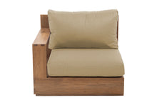 Pacific Teak Outdoor Left Arm Chair. Sunbrella Cushion