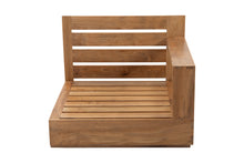 Pacific Teak Outdoor Right Arm Chair. Sunbrella Cushion