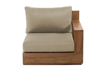 Pacific Teak Outdoor Right Arm Chair. Sunbrella Cushion