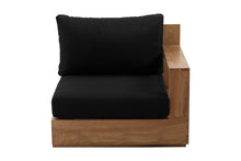 Pacific Teak Outdoor Right Arm Chair. Sunbrella Cushion