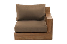 Pacific Teak Outdoor Right Arm Chair. Sunbrella Cushion