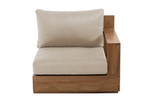 Pacific Teak Outdoor Right Arm Chair. Sunbrella Cushion