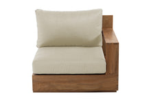 Pacific Teak Outdoor Right Arm Chair. Sunbrella Cushion