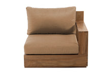 Pacific Teak Outdoor Right Arm Chair. Sunbrella Cushion