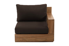 Pacific Teak Outdoor Right Arm Chair. Sunbrella Cushion