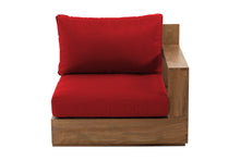 Pacific Teak Outdoor Right Arm Chair. Sunbrella Cushion
