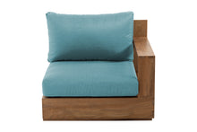 Pacific Teak Outdoor Right Arm Chair. Sunbrella Cushion