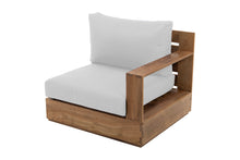 Pacific Teak Outdoor Right Arm Chair. Sunbrella Cushion