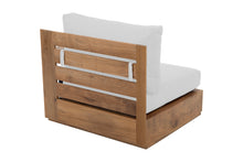 Pacific Teak Outdoor Right Arm Chair. Sunbrella Cushion