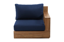 Pacific Teak Outdoor Right Arm Chair. Sunbrella Cushion