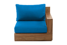 Pacific Teak Outdoor Right Arm Chair. Sunbrella Cushion