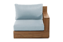 Pacific Teak Outdoor Right Arm Chair. Sunbrella Cushion