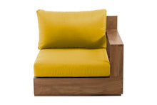 Pacific Teak Outdoor Right Arm Chair. Sunbrella Cushion