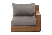 Pacific Teak Outdoor Right Arm Chair. Sunbrella Cushion