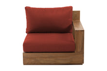 Pacific Teak Outdoor Right Arm Chair. Sunbrella Cushion