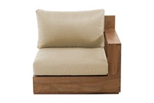 Pacific Teak Outdoor Right Arm Chair. Sunbrella Cushion