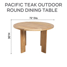 Pacific 72" Round Teak Outdoor Dining Table