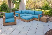 7 pc Pacific Teak Sectional Seating Group with Ottoman. Sunbrella Cushion.