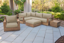 7 pc Pacific Teak Sectional Seating Group with Ottoman. Sunbrella Cushion.