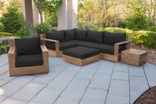 7 pc Pacific Teak Sectional Seating Group with Ottoman. Sunbrella Cushion.