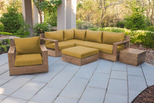 7 pc Pacific Teak Sectional Seating Group with Ottoman. Sunbrella Cushion.