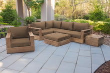 7 pc Pacific Teak Sectional Seating Group with Ottoman. Sunbrella Cushion.