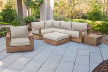 7 pc Pacific Teak Sectional Seating Group with Ottoman. Sunbrella Cushion.