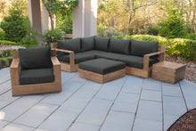 7 pc Pacific Teak Sectional Seating Group with Ottoman. Sunbrella Cushion.