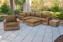 7 pc Pacific Teak Sectional Seating Group with Ottoman. Sunbrella Cushion.