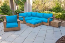 7 pc Pacific Teak Sectional Seating Group with Ottoman. Sunbrella Cushion.
