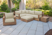 7 pc Pacific Teak Sectional Seating Group with Ottoman. Sunbrella Cushion.