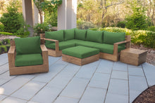 7 pc Pacific Teak Sectional Seating Group with Ottoman. Sunbrella Cushion.