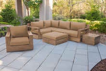 7 pc Pacific Teak Sectional Seating Group with Ottoman. Sunbrella Cushion.
