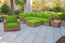 7 pc Pacific Teak Sectional Seating Group with Ottoman. Sunbrella Cushion.
