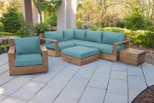 7 pc Pacific Teak Sectional Seating Group with Ottoman. Sunbrella Cushion.
