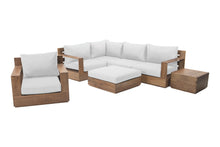 7 pc Pacific Teak Sectional Seating Group with Ottoman. Sunbrella Cushion.