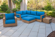 7 pc Pacific Teak Sectional Seating Group with Ottoman. Sunbrella Cushion.