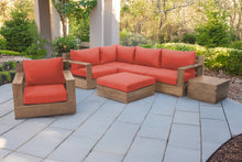 7 pc Pacific Teak Sectional Seating Group with Ottoman. Sunbrella Cushion.