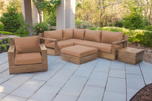 7 pc Pacific Teak Sectional Seating Group with Ottoman. Sunbrella Cushion.