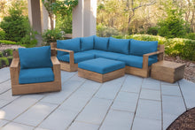 7 pc Pacific Teak Sectional Seating Group with Ottoman. Sunbrella Cushion.