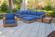 7 pc Pacific Teak Sectional Seating Group with Ottoman. Sunbrella Cushion.