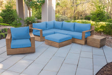 7 pc Pacific Teak Sectional Seating Group with Ottoman. Sunbrella Cushion.