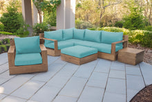 7 pc Pacific Teak Sectional Seating Group with Ottoman. Sunbrella Cushion.