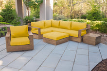 7 pc Pacific Teak Sectional Seating Group with Ottoman. Sunbrella Cushion.
