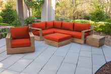 7 pc Pacific Teak Sectional Seating Group with Ottoman. Sunbrella Cushion.