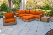7 pc Pacific Teak Sectional Seating Group with Ottoman. Sunbrella Cushion.